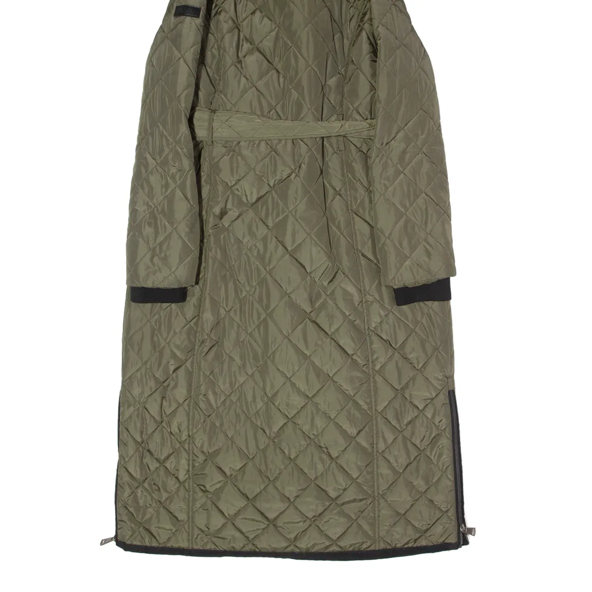 DKNY Womens Quilted Coat Green Hooded Diamond S