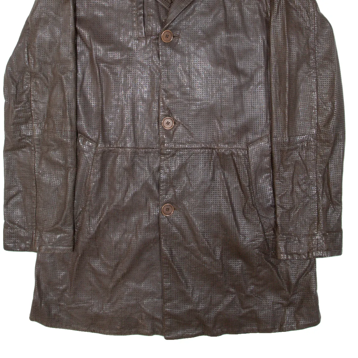 EMPORIO ARMANI Mens Overcoat Coat Brown Leather M