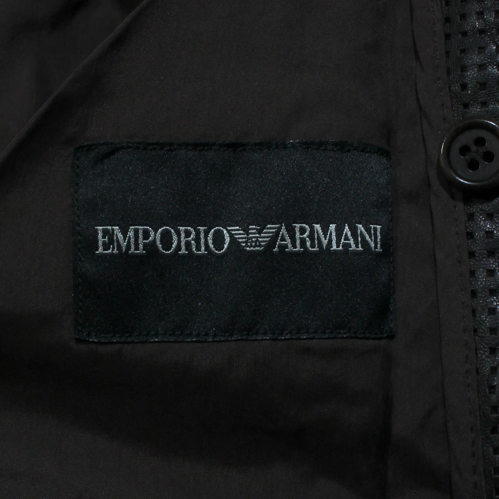 EMPORIO ARMANI Mens Overcoat Coat Brown Leather M