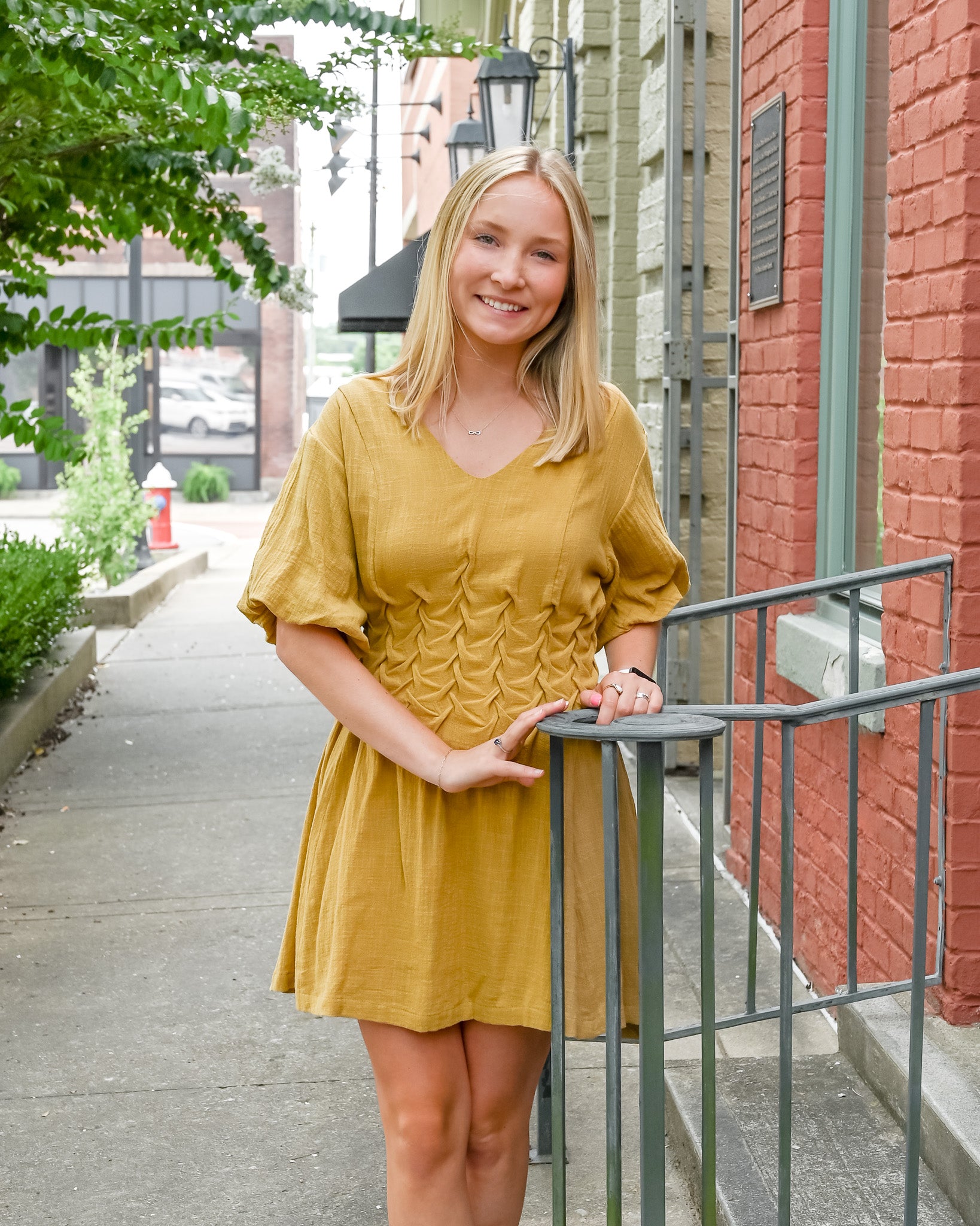 Evelyn Smocked Waist Mini Dress