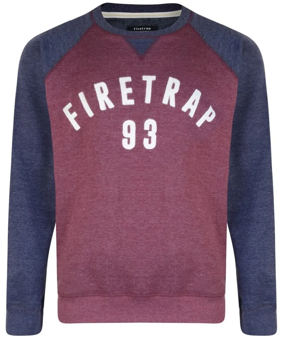 Firetrap Crew Neck Printed Sweatshirt Burgundy