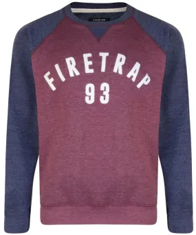 Firetrap Crew Neck Printed Sweatshirt Burgundy