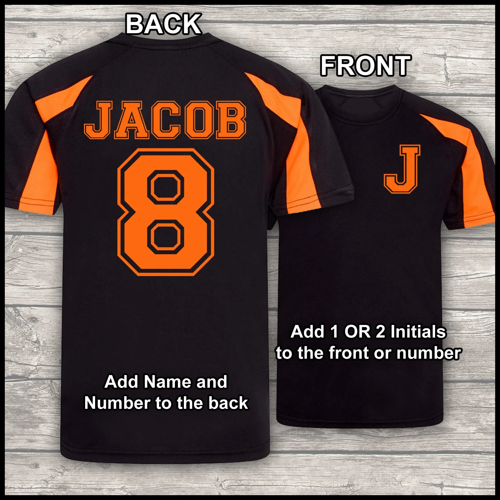 Football Shirt Football Kit Boot Bag Sports Set Water Bottle and Gym Bag Shorts Black and Orange Back To School