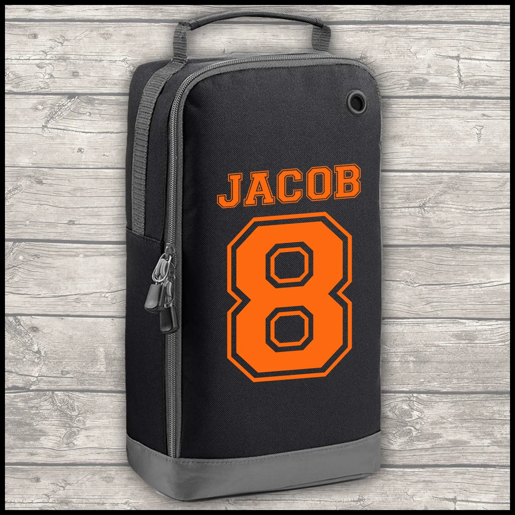 Football Shirt Football Kit Boot Bag Sports Set Water Bottle and Gym Bag Shorts Black and Orange Back To School