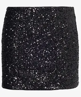 Frame Womens Black eEasticated-waist slim-fit sequin mini skirt