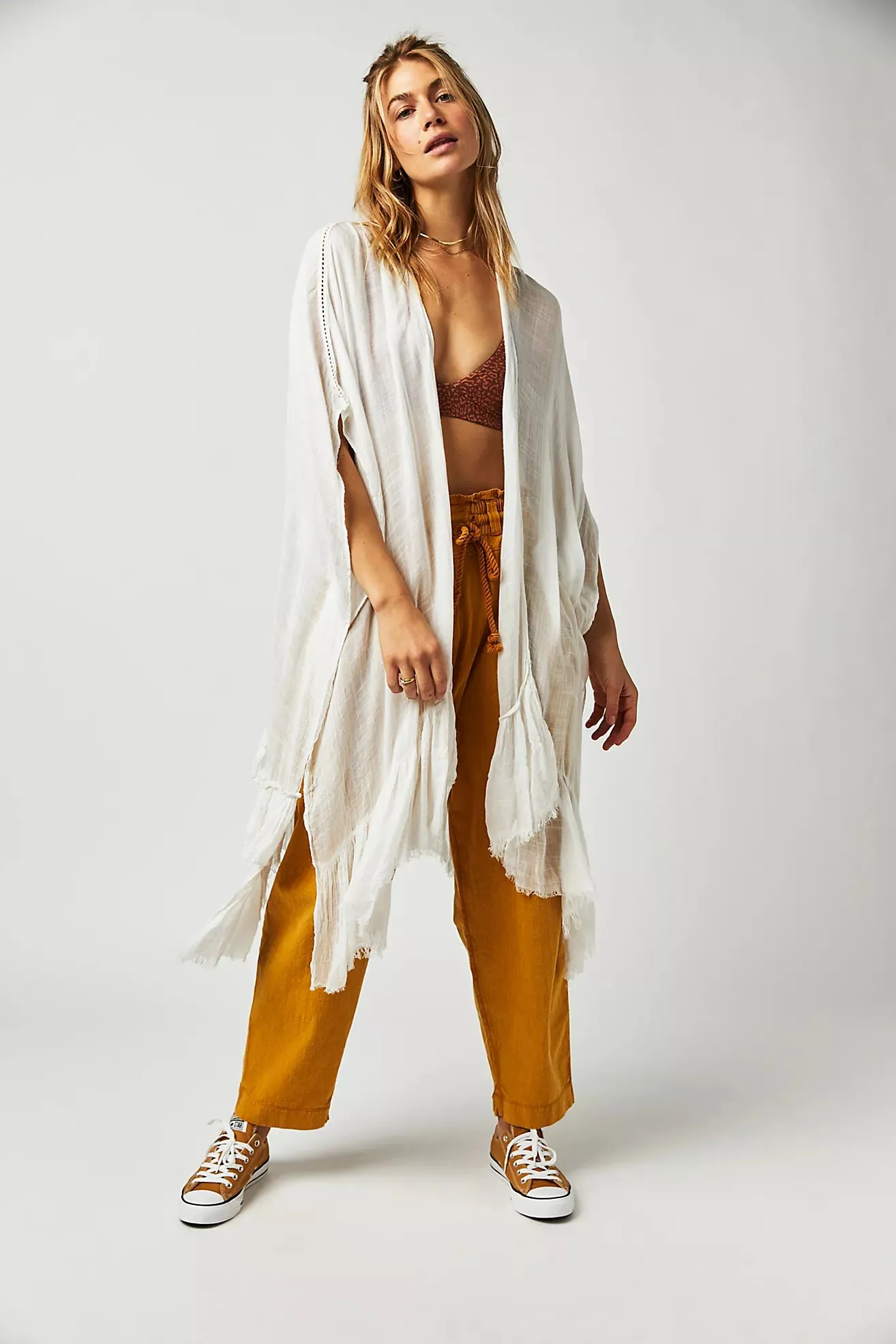 Free People Whisper Washed Ruffle Kimono