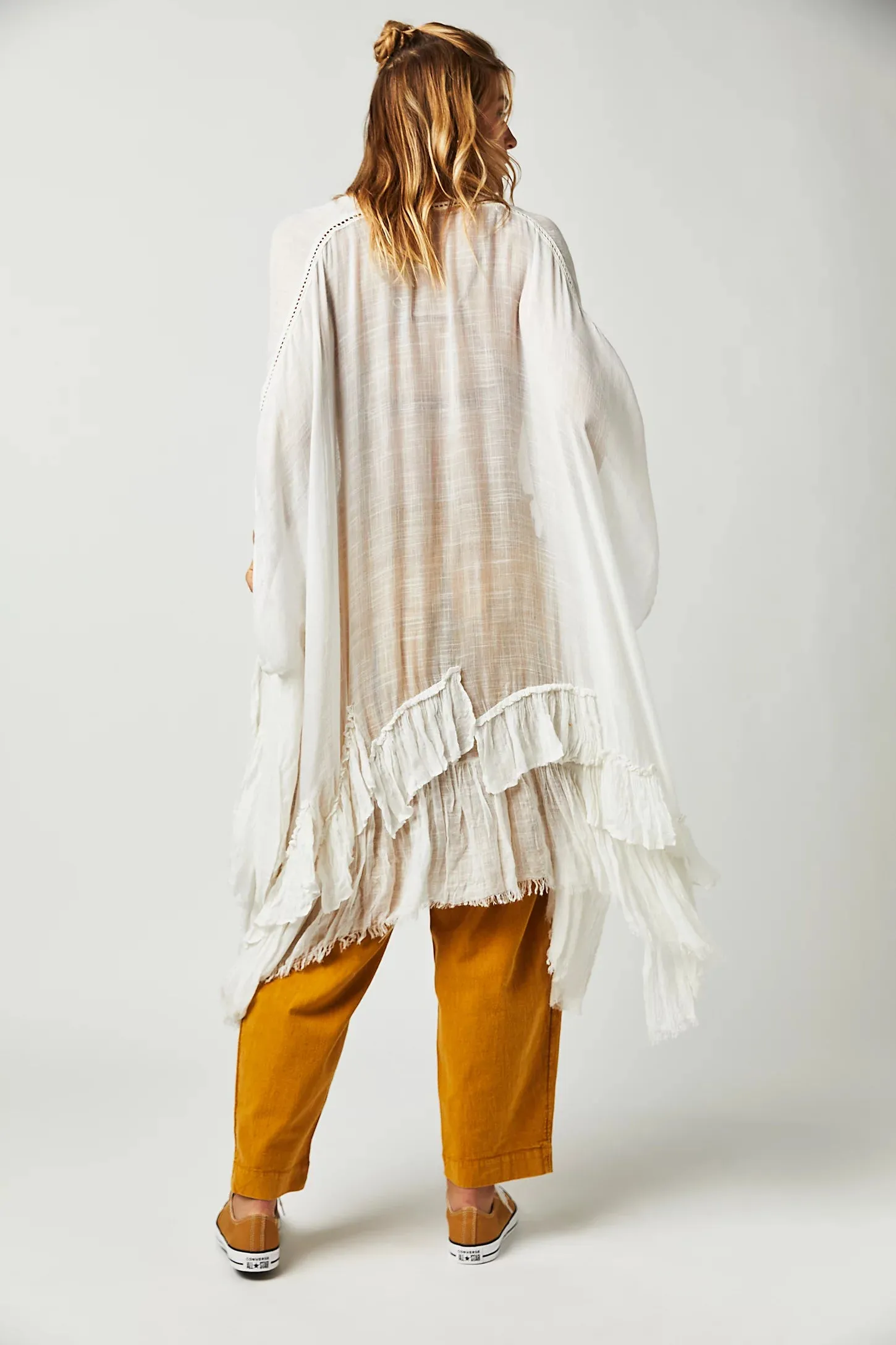 Free People Whisper Washed Ruffle Kimono