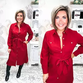 From the Top Button Down Dress - Red