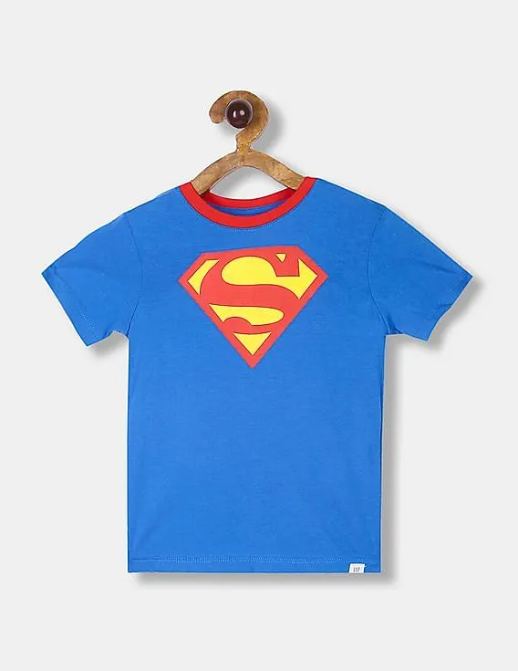 GAP Boys Blue Detachable Superman Cape Graphic T-Shirt