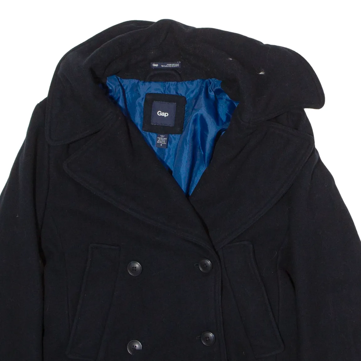 GAP Womens Pea Coat Blue Wool UK 8