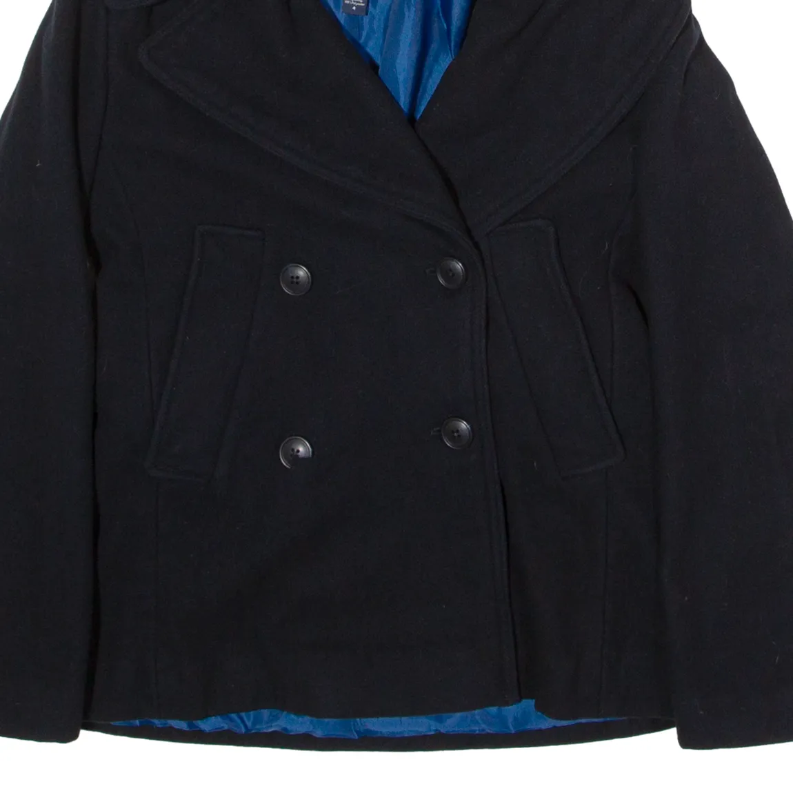 GAP Womens Pea Coat Blue Wool UK 8