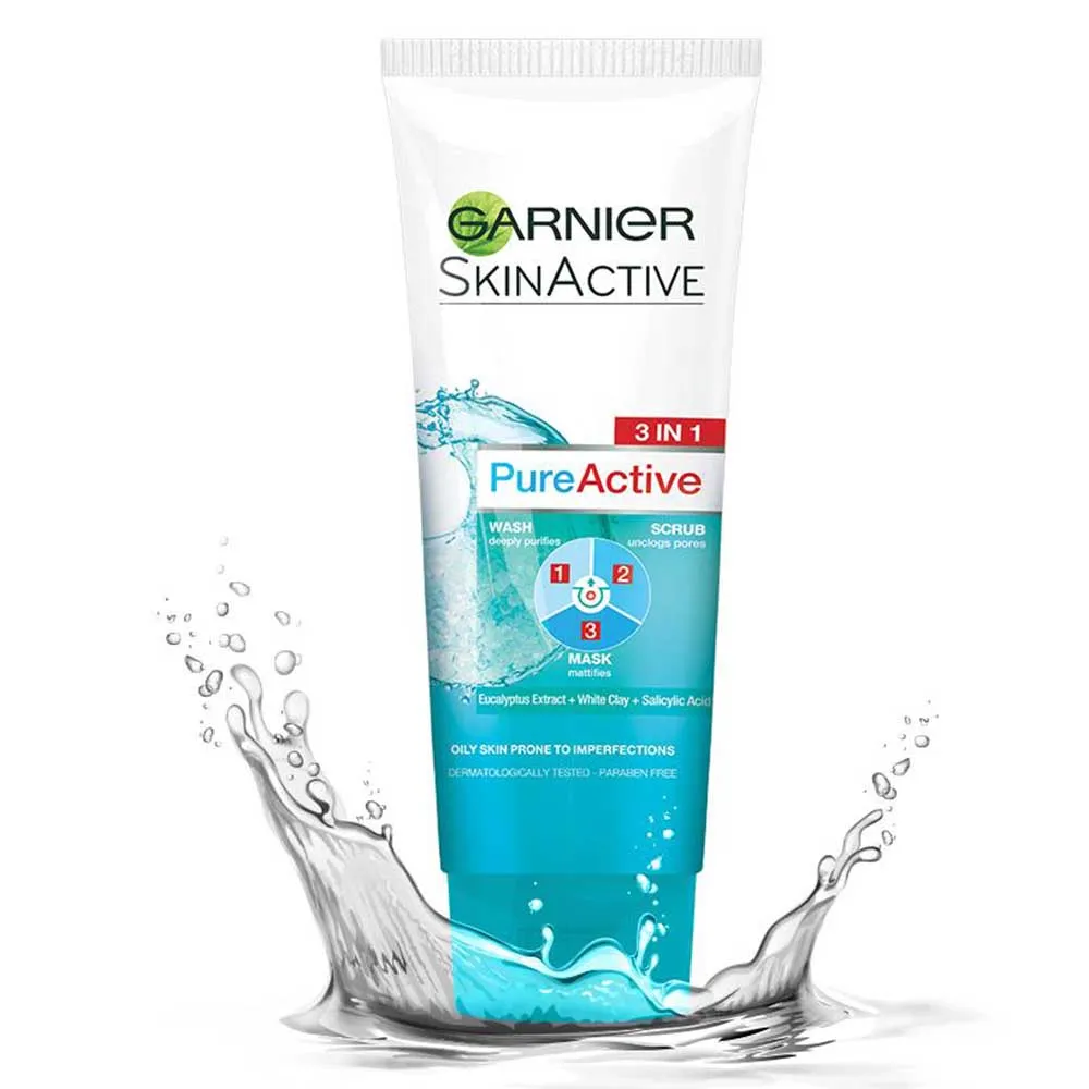 Garnier Skin Active Pure Active 3-In-1 Wash + Scrub