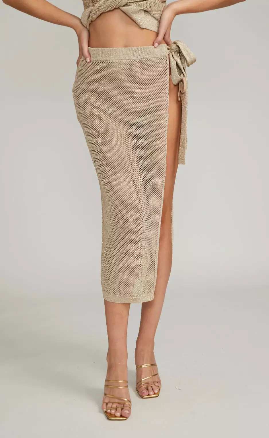 Generation Love - Carlyle Mesh Wrap Skirt - Pale Gold