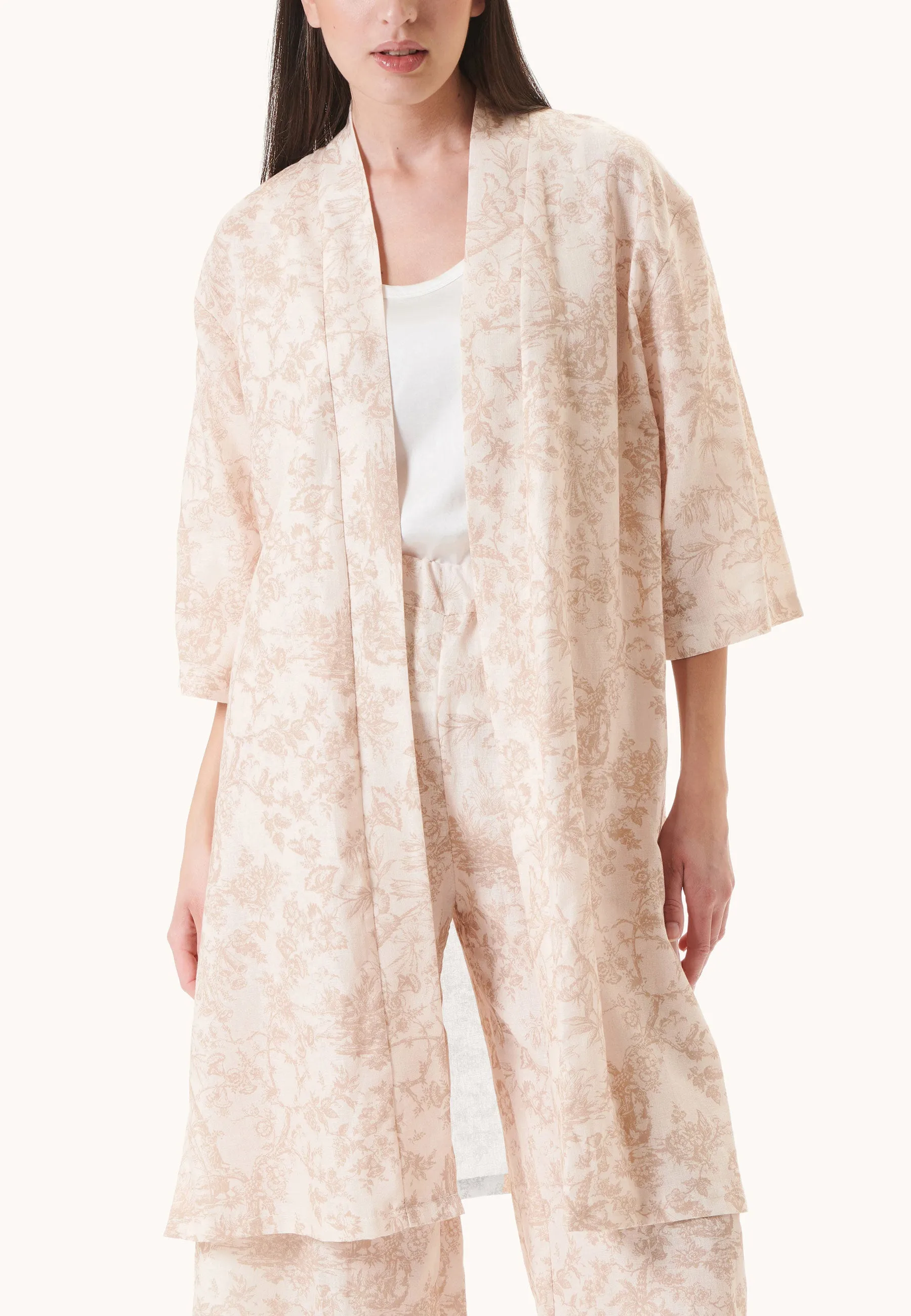 Giacca kimono misto lino