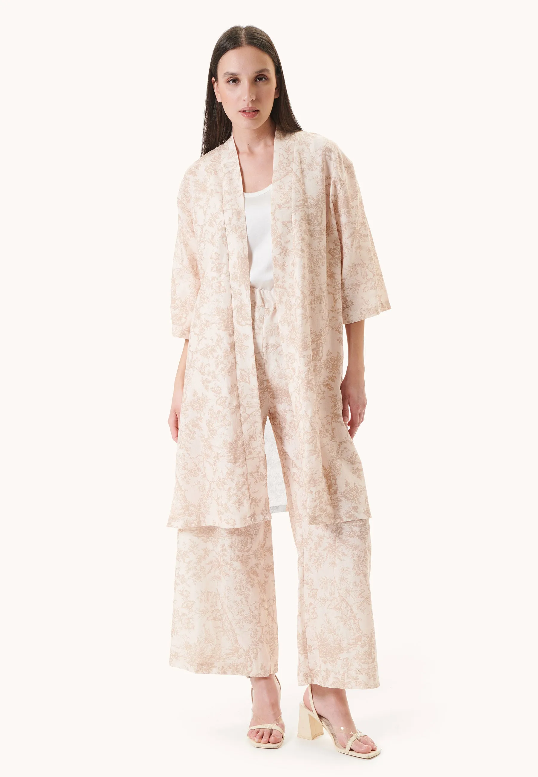 Giacca kimono misto lino