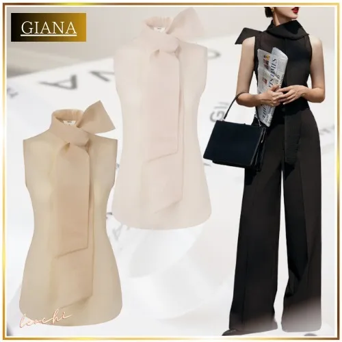 GIANA  |Silk Sleeveless Street Style Plain Party Style Elegant Style