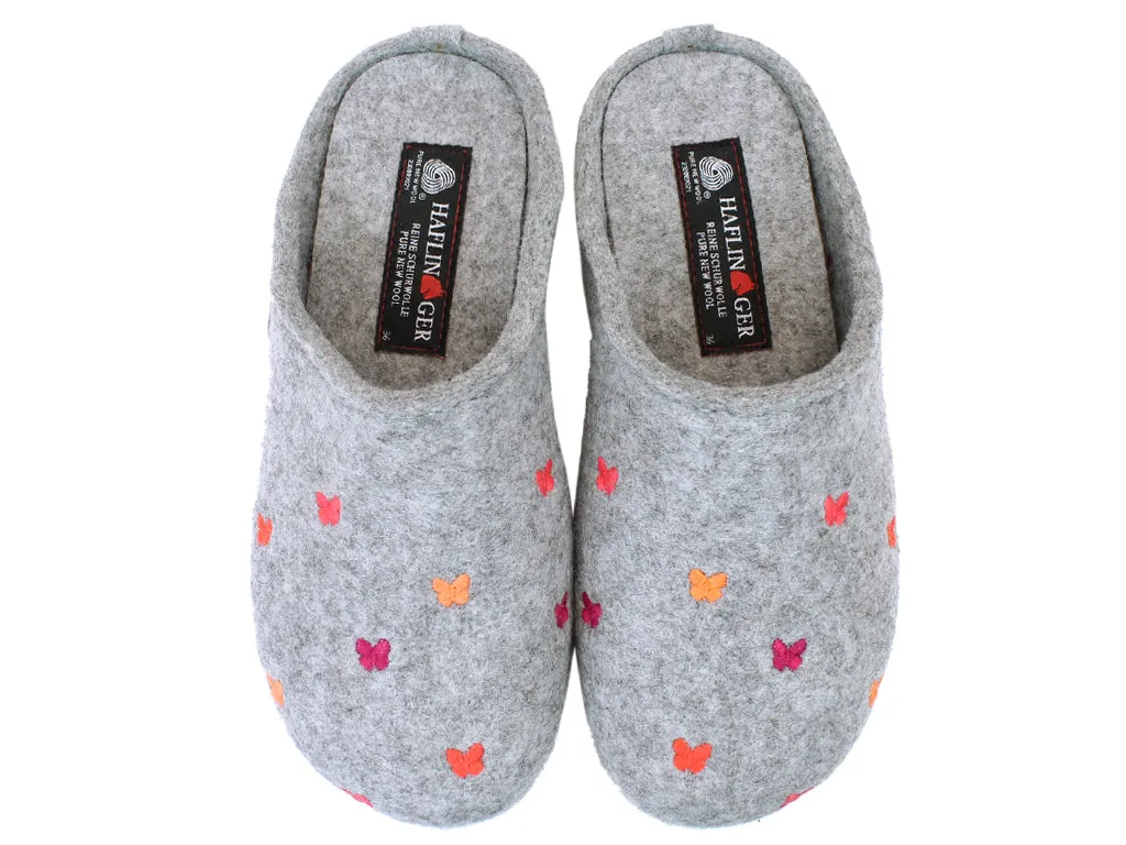 Haflinger Slippers Everest Butterflies Grey