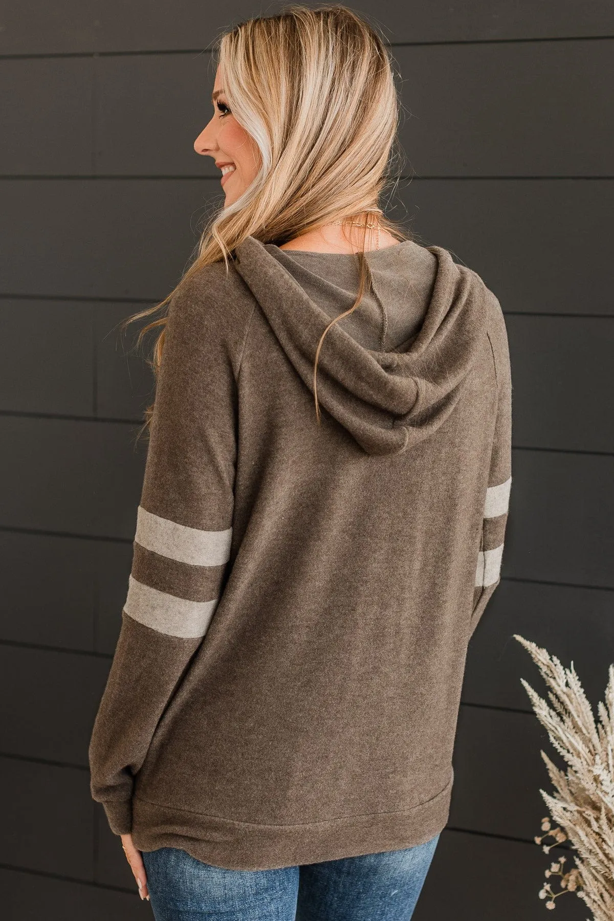 Hearts Delight Hooded Knit Top- Brown