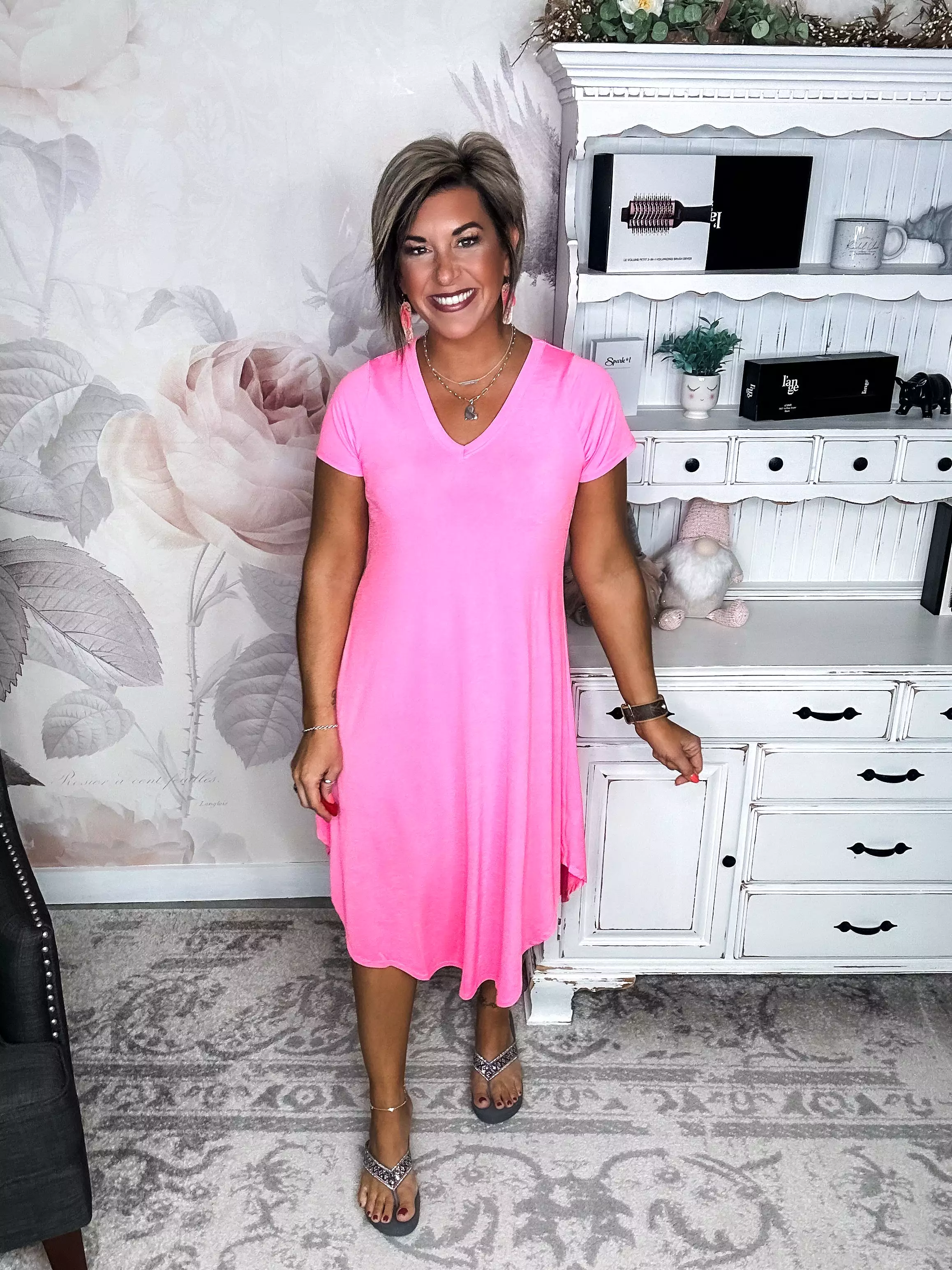 Hold Onto Hope Dress - Neon Pink