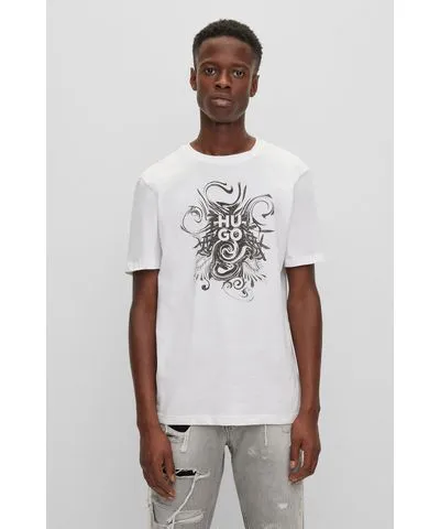 Hugo Cotton-jersey T-shirt with stacked-logo artwork