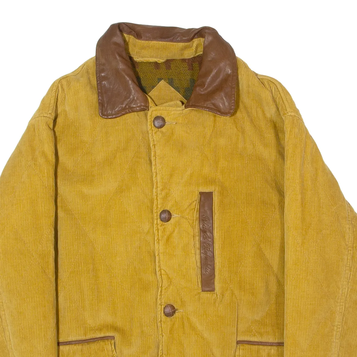 ISLAND REPUBLIC Mens Corduroy Coat Yellow 90s Diamond S