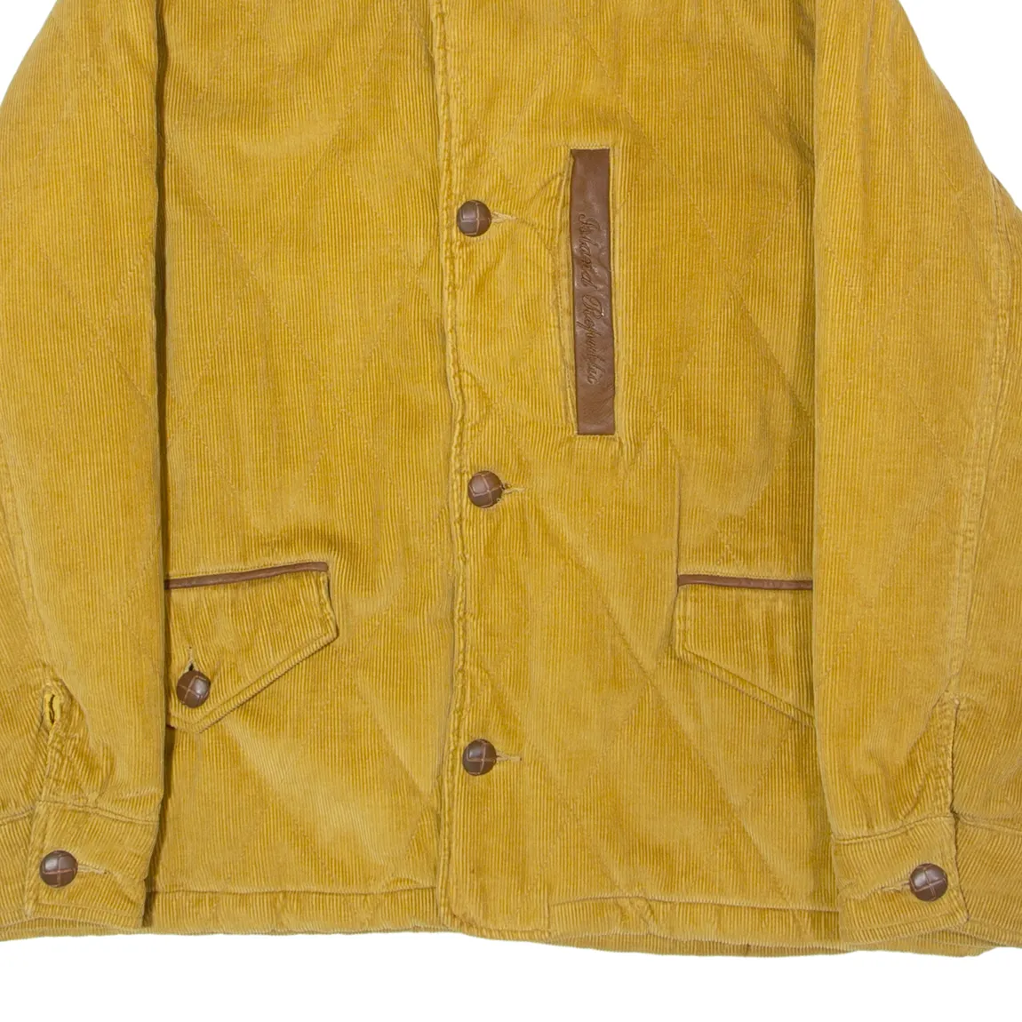 ISLAND REPUBLIC Mens Corduroy Coat Yellow 90s Diamond S