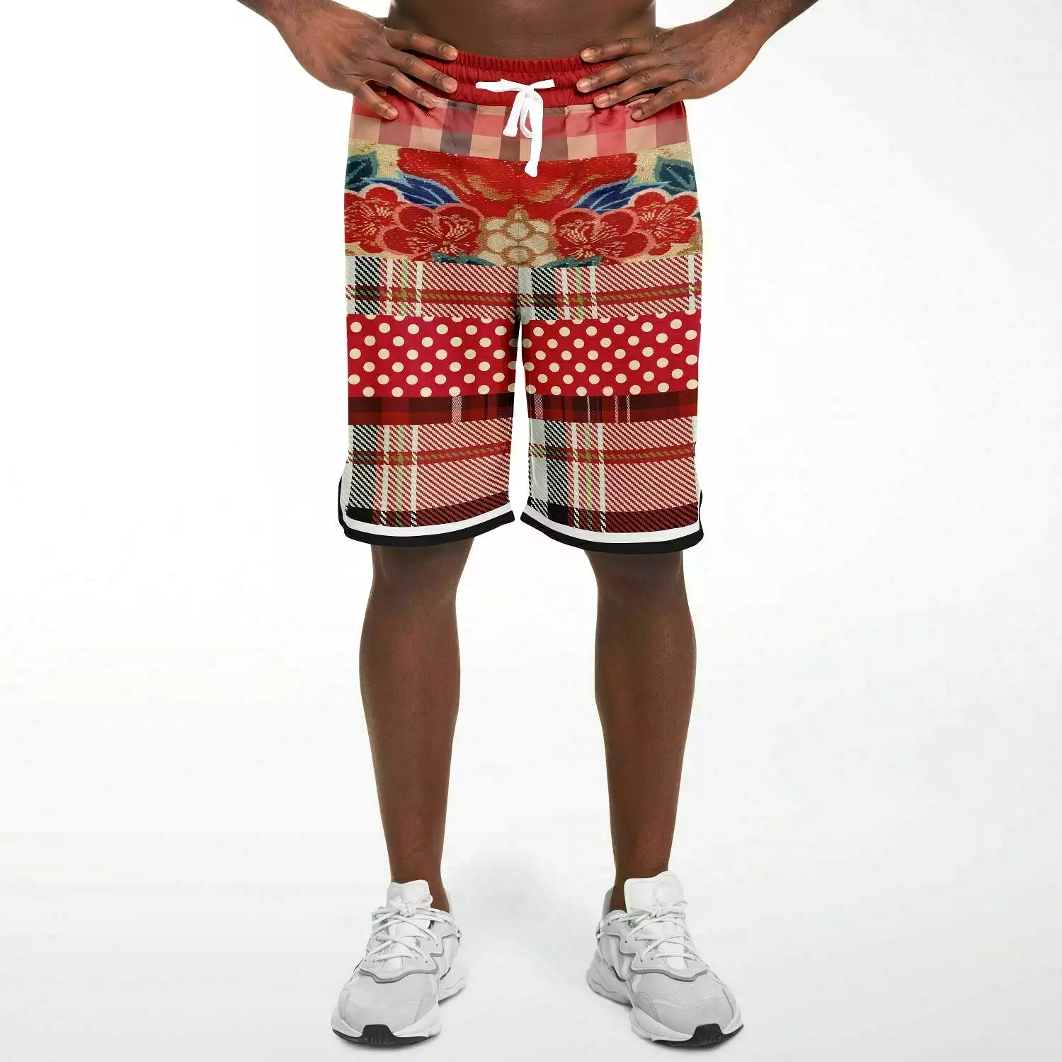 Jersey Salsa Floral Plaid Patchwork Basketball Shorts