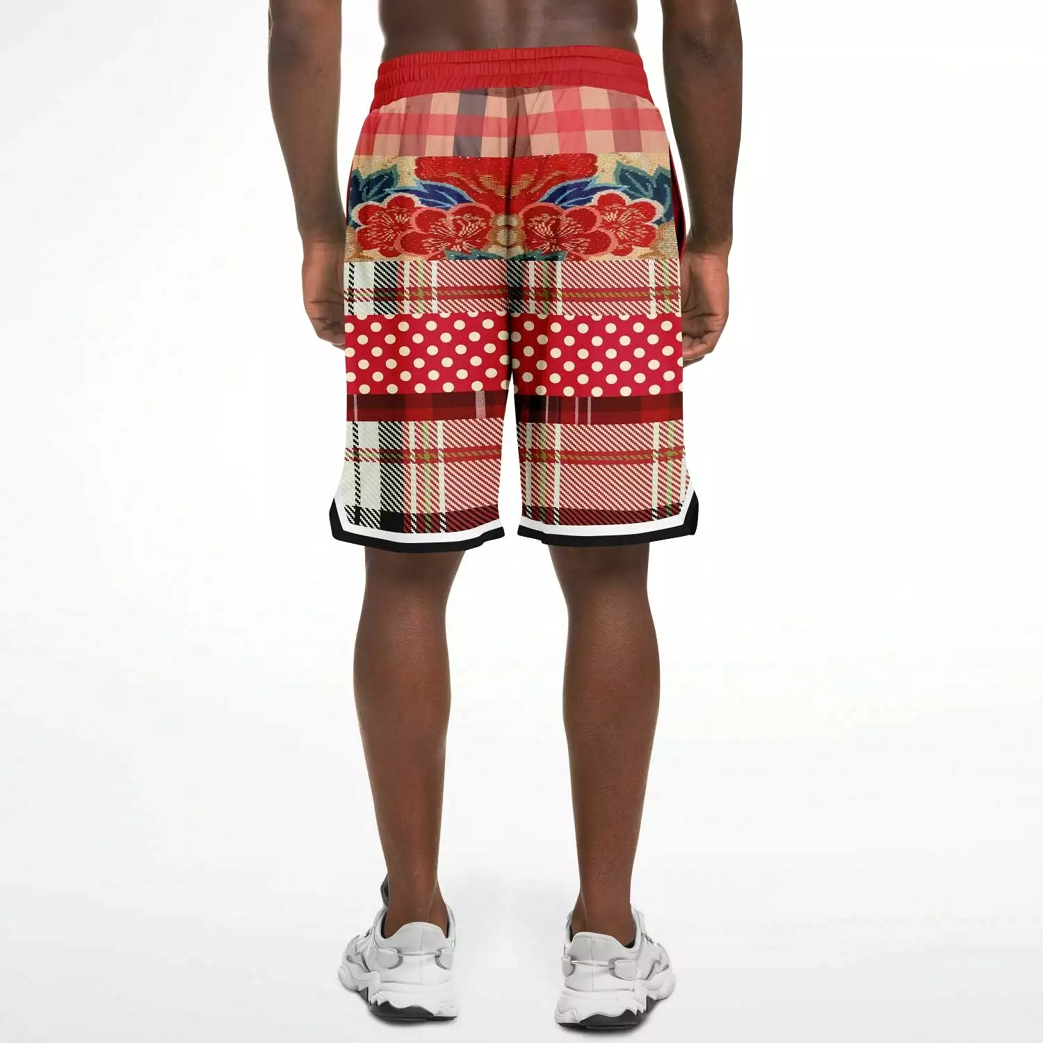 Jersey Salsa Floral Plaid Patchwork Basketball Shorts