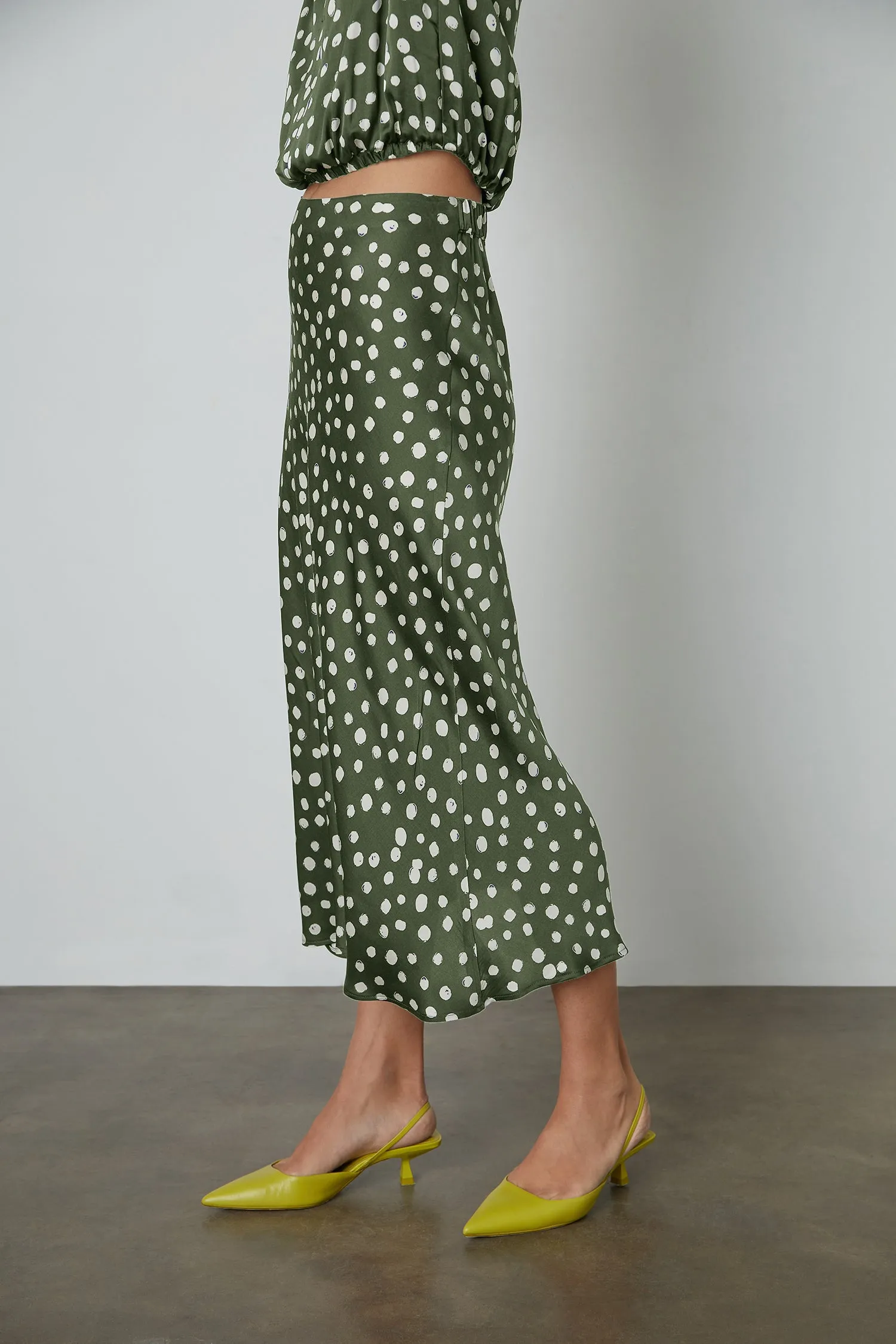 KAIYA POLKA DOT SKIRT IN GREEN