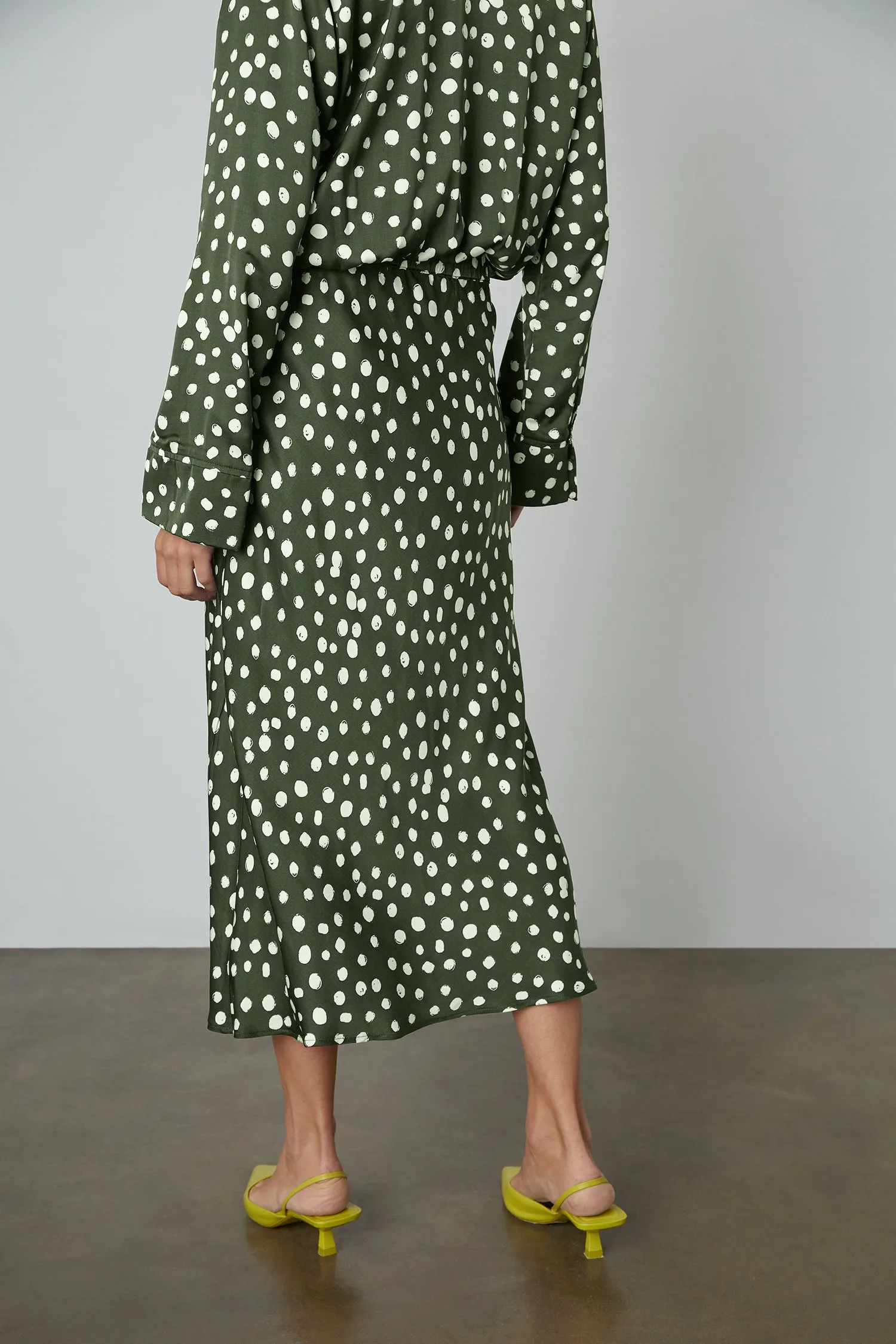 KAIYA POLKA DOT SKIRT IN GREEN