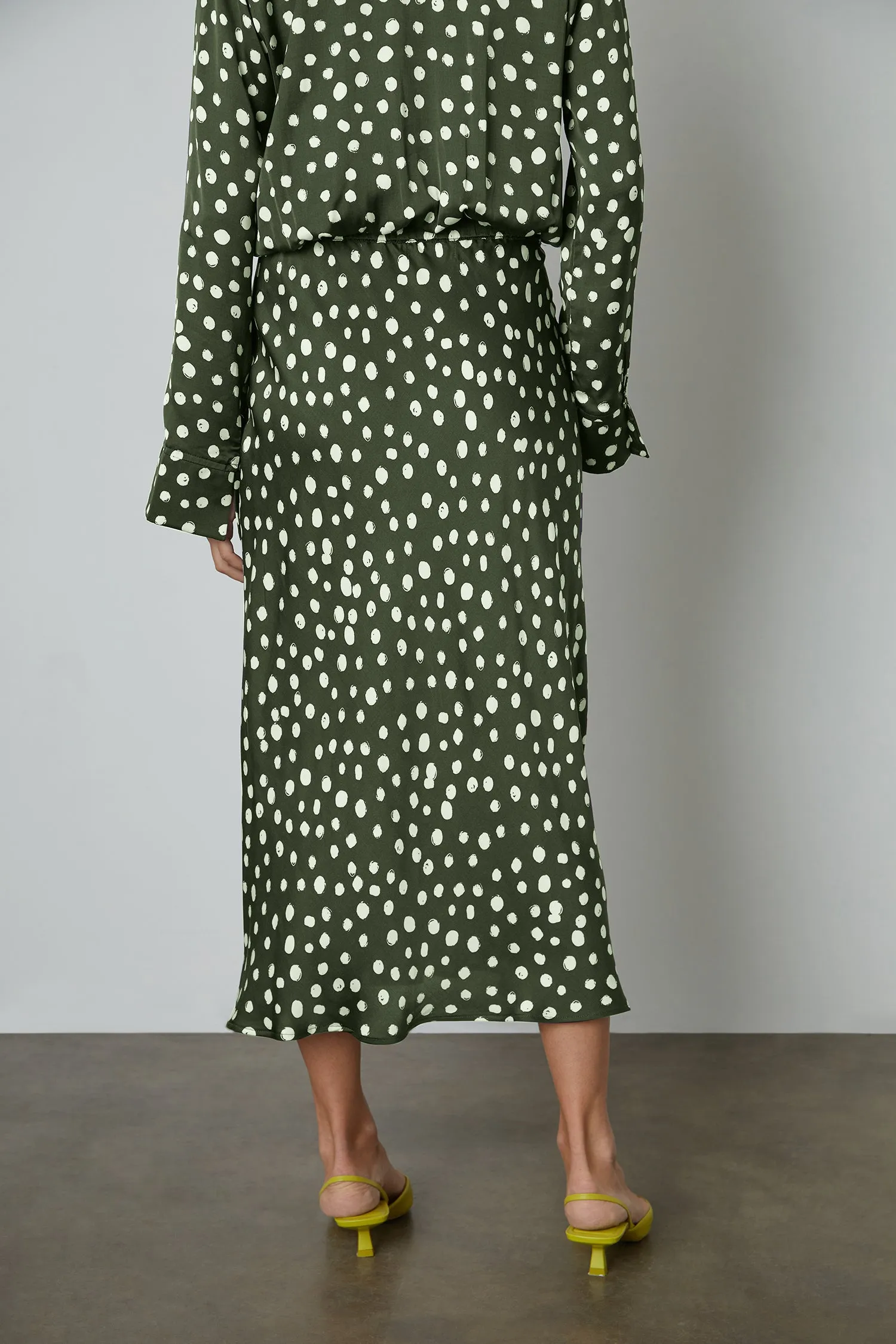 KAIYA POLKA DOT SKIRT IN GREEN