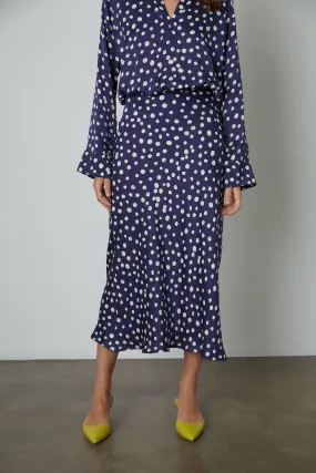 KAIYA POLKA DOT SKIRT IN NAVY