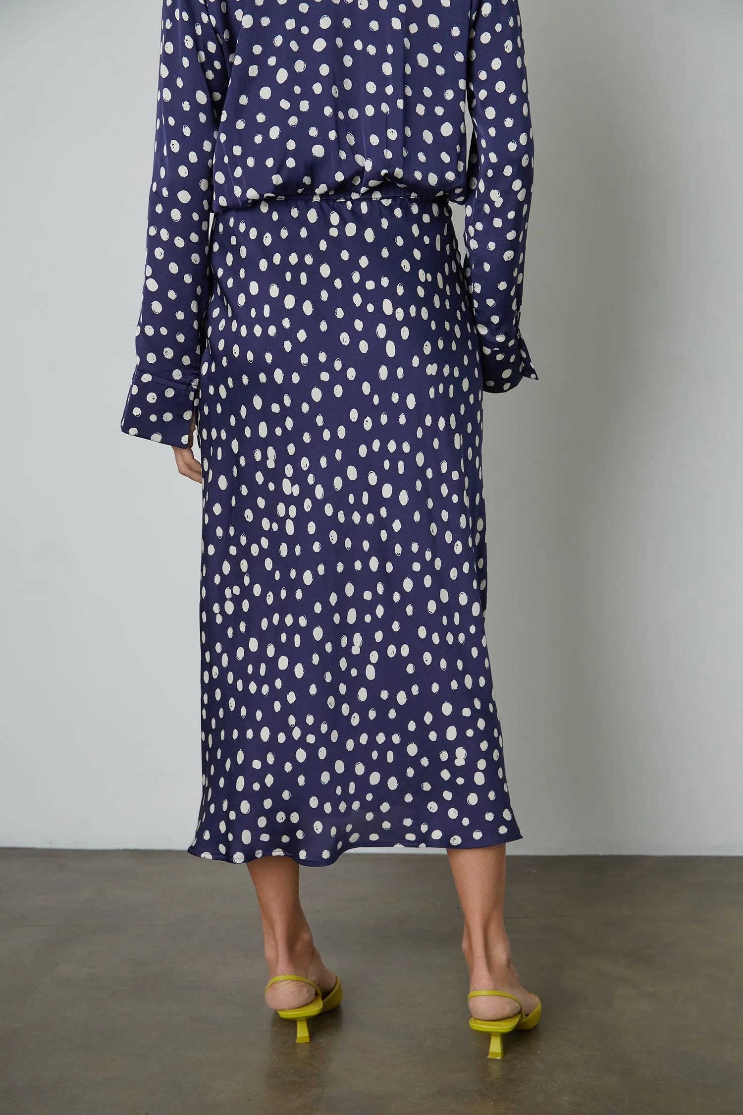 KAIYA POLKA DOT SKIRT IN NAVY