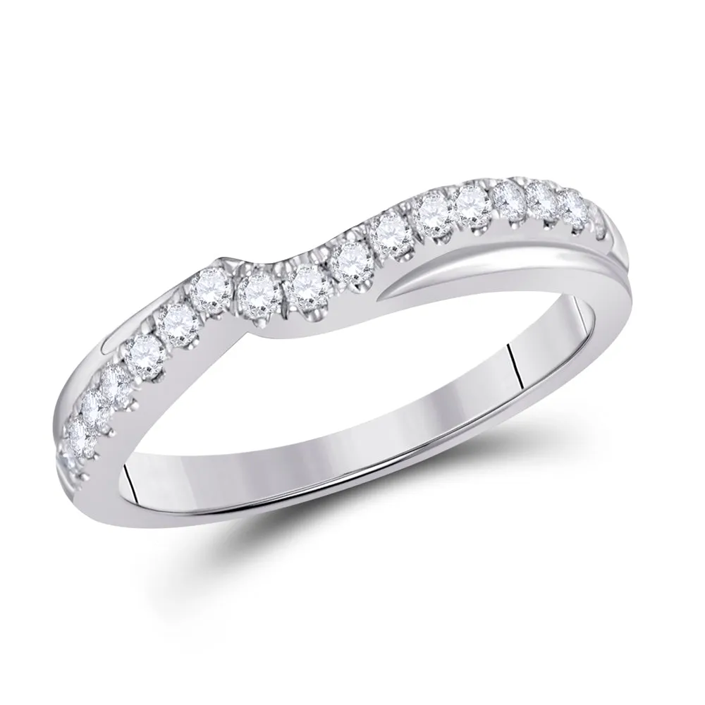 Keene Jewelers 14kt White Gold Womens Round Diamond Contour Wrap Ring Guard Enhancer 1/3 Cttw