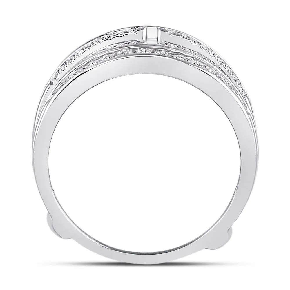 Keene Jewelers 14kt White Gold Womens Round Diamond Wrap Ring Guard Enhancer 1/2 Cttw