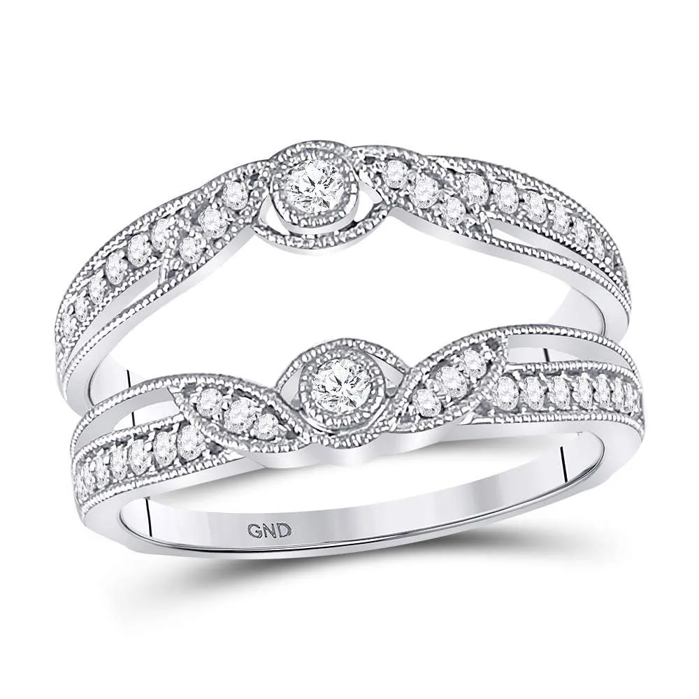 Keene Jewelers 14kt White Gold Womens Round Diamond Wrap Ring Guard Enhancer 1/3 Cttw