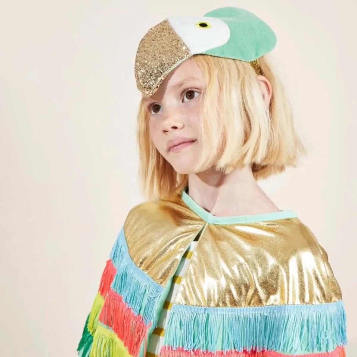 Kids Meri Meri Parrot Fringed Cape Dress Up Kit - Multicolour