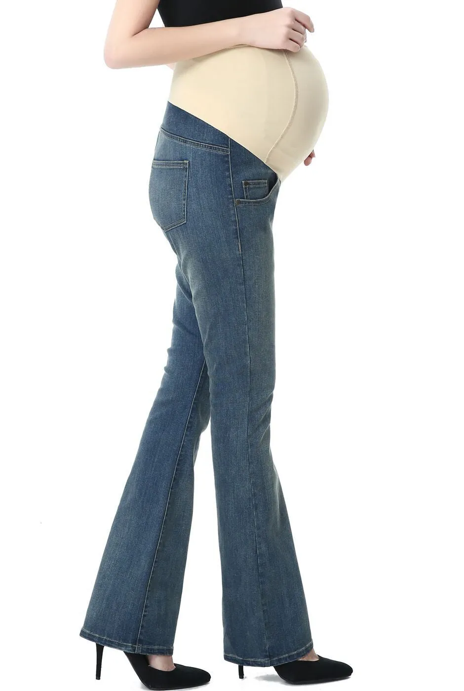 Kimi + Kai Maternity Leni Modern Boot Cut Denim Jeans