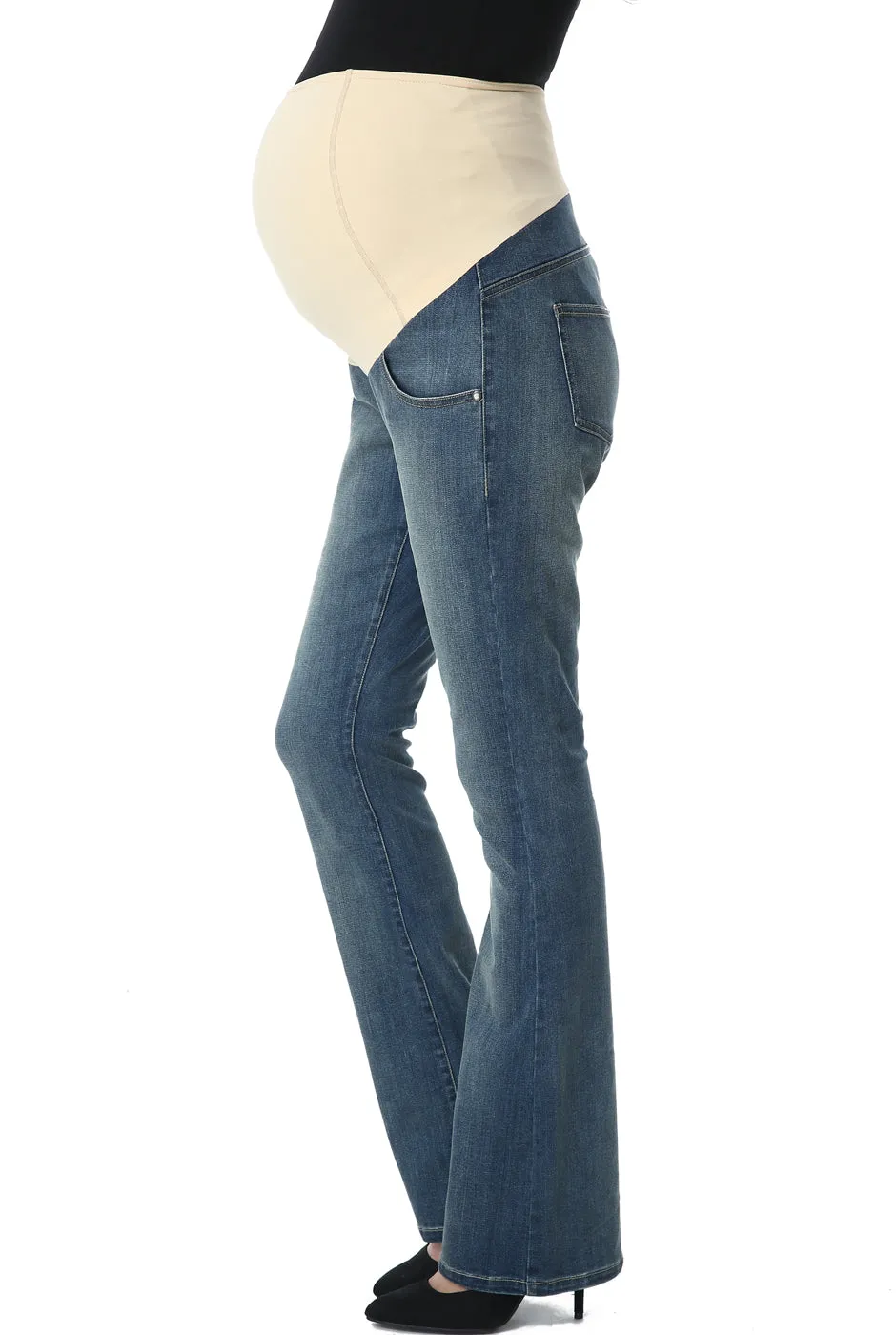 Kimi + Kai Maternity Leni Modern Boot Cut Denim Jeans