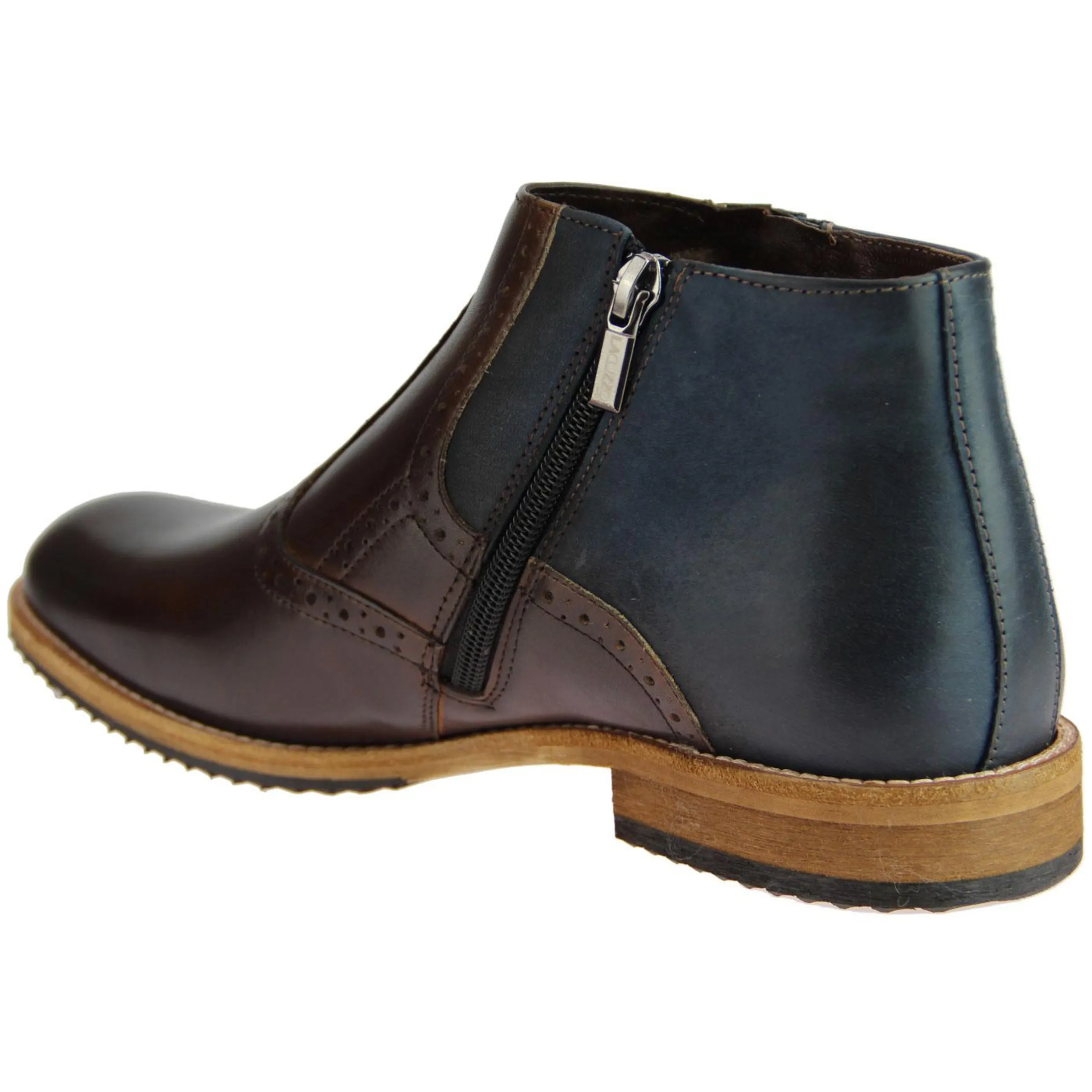 Lacuzzo Chelsea Boot Two Tone Fully Fur Lined Zipper Italian Leather