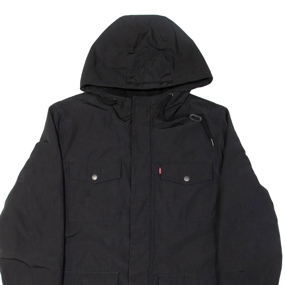 LEVI'S Fleece Lined Mens Coat Black Hooded M