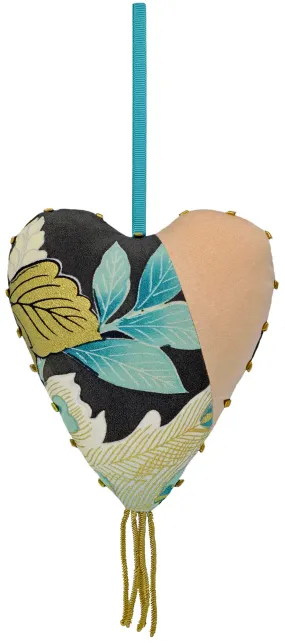 Love Heart Charm in antique Japanese kimono silks