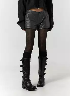 Low Rise Faux Leather Shorts CF401