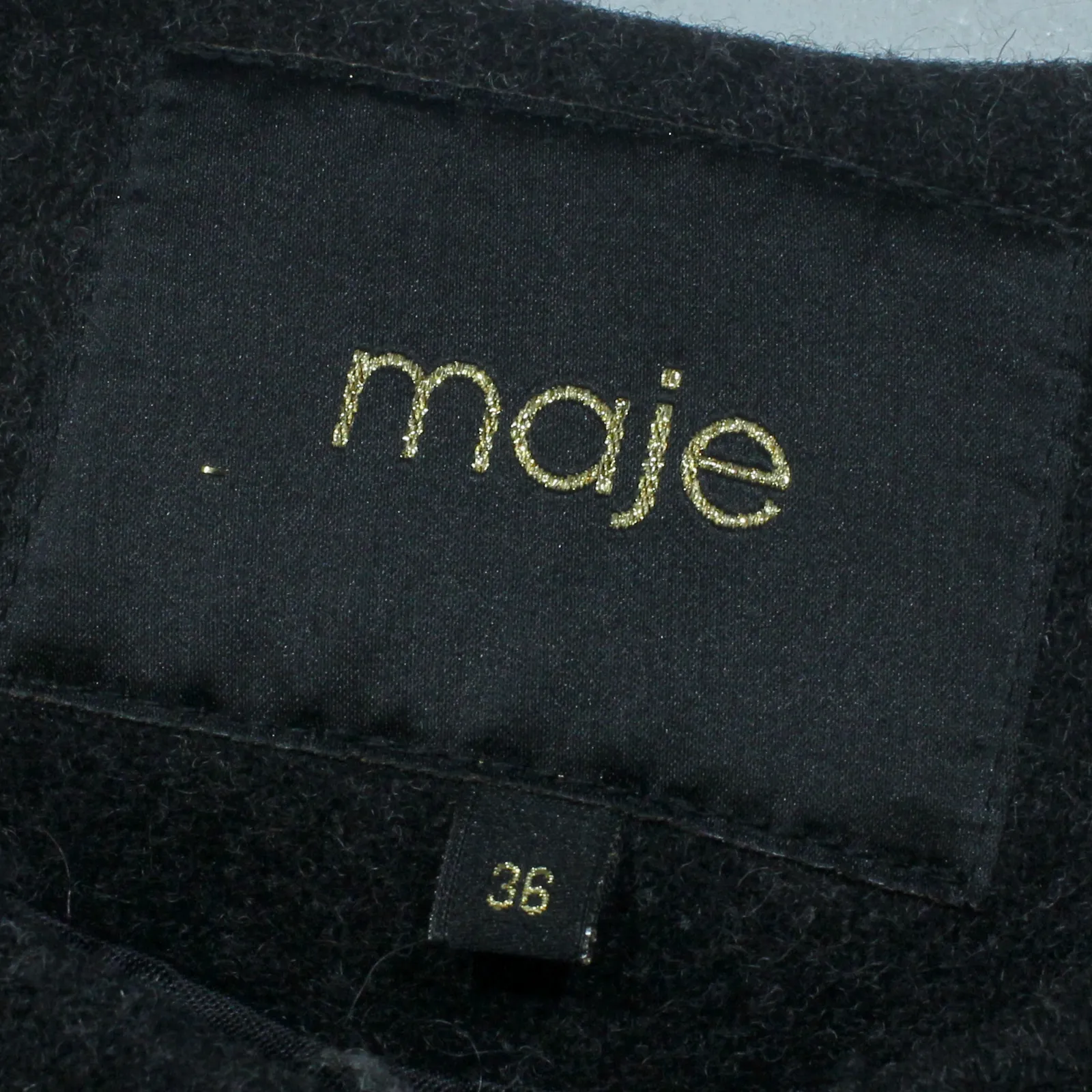 MAJE Womens Overcoat Coat Black Knit Cashmere S