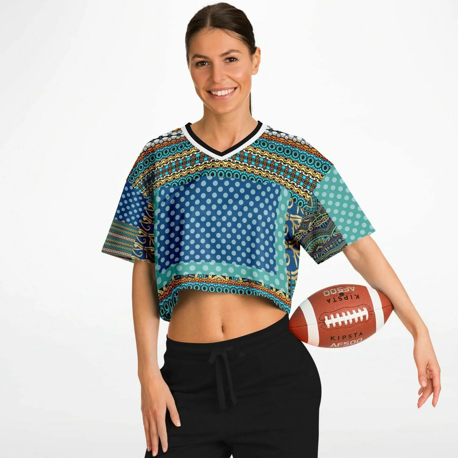 Many Blessings Patchwork Print Crop Jersey