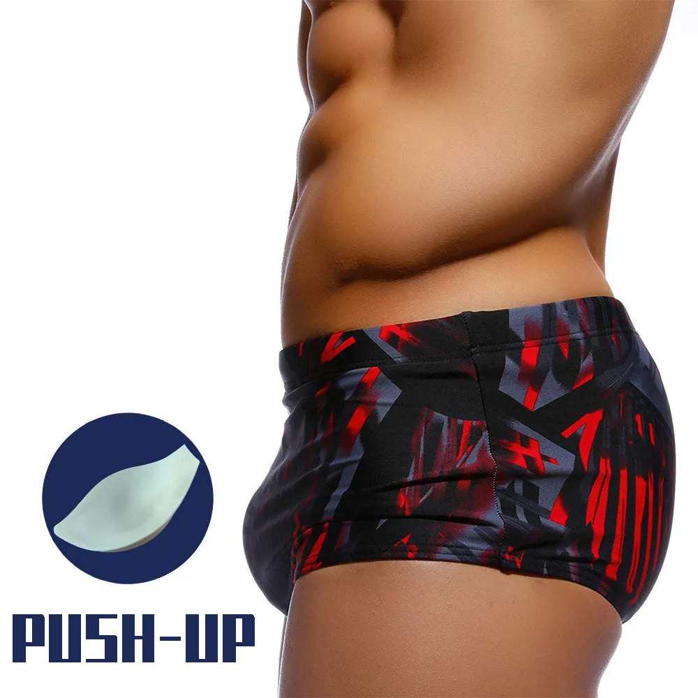 Men's Sexy Multicolor Boxer Trunks Push-up Swimwear Beach Shorts