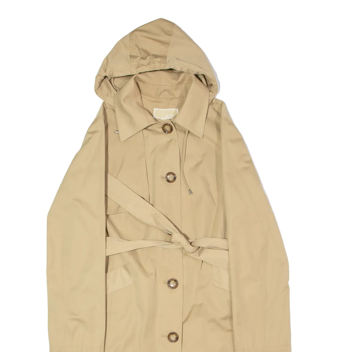 MICHAEL KORS Womens Trench Coat Beige Hooded M