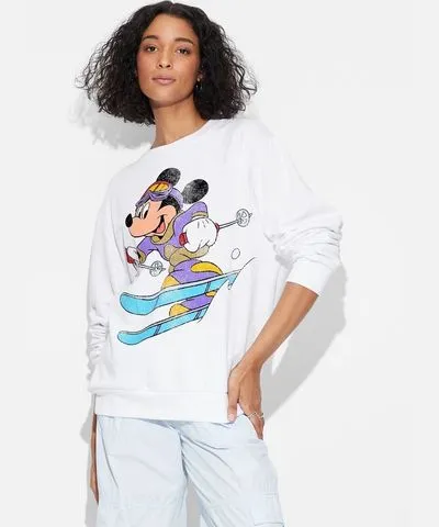 Mickey Mouse Women's Vintage Mickey Ski Graphic Sweatshirt