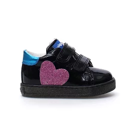 Naturino Toddler's (Sizes 21-26) Heart Black Patent/Pink