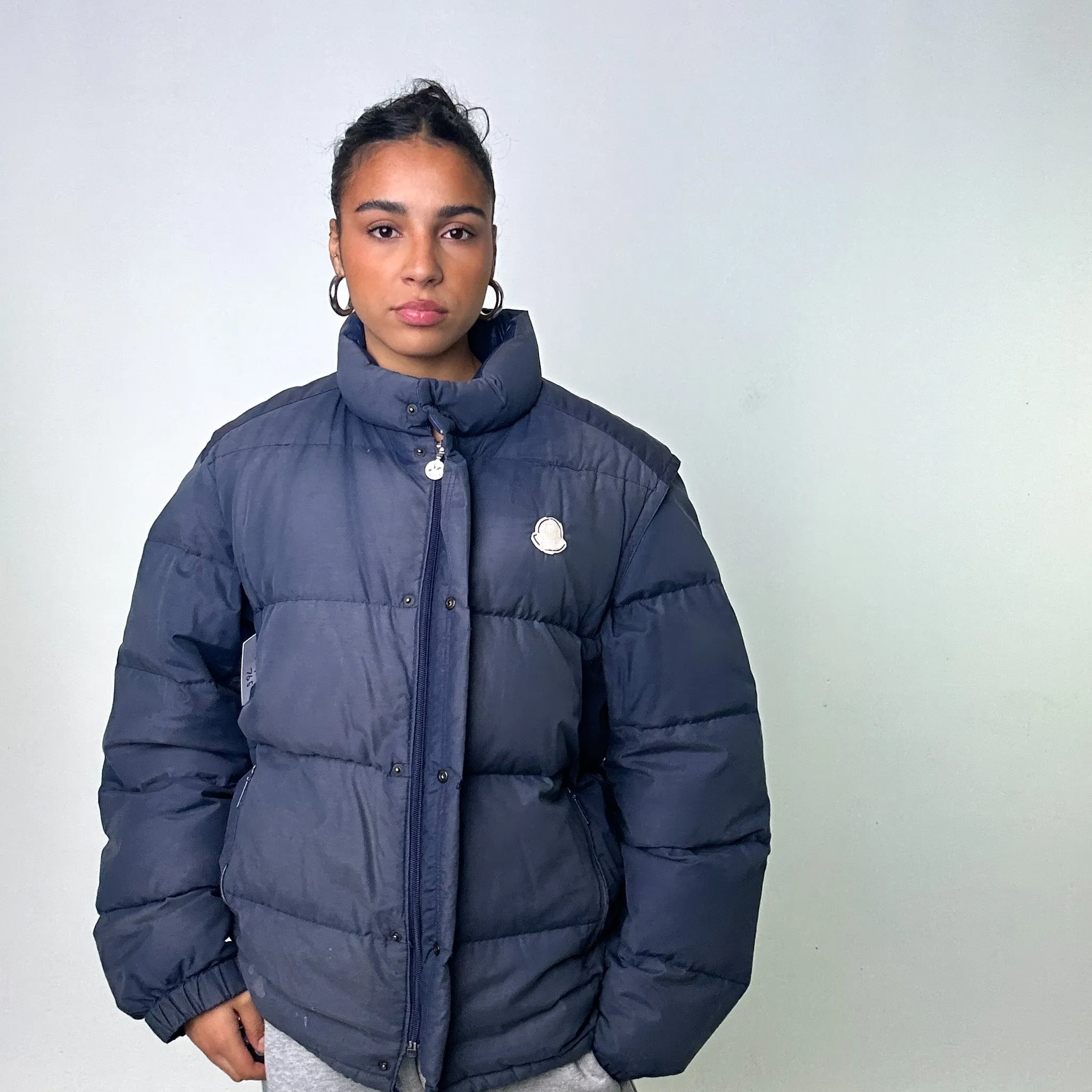 Navy Blue 80s Moncler Grenoble Puffer Jacket Coat (XL)